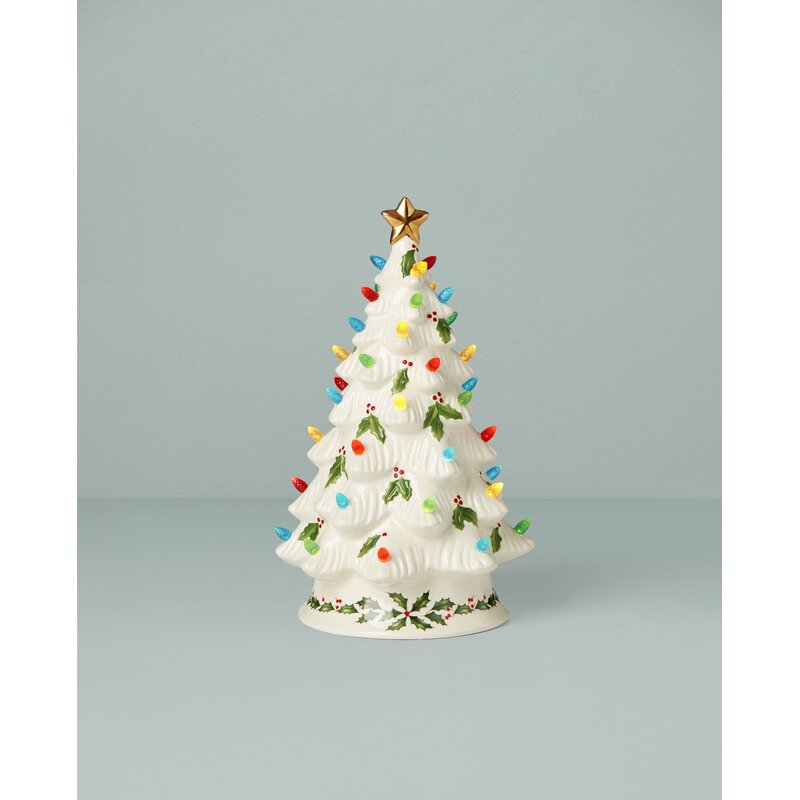 LENOX Christmas Tree Treasured Traditions Green Porcelain Light-Up 2024